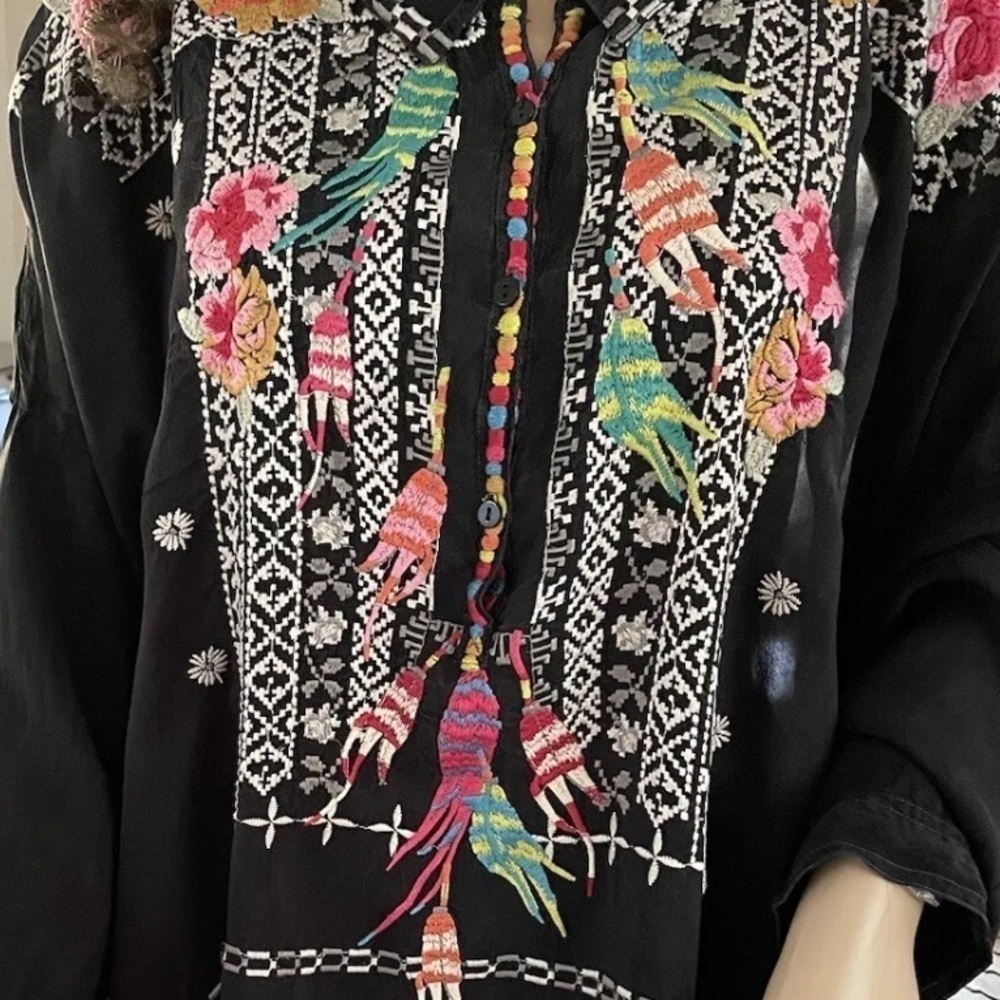Johnny Was heavily embroidered feathers tunic (oversized) NWT RARE - Picture 7 of 13